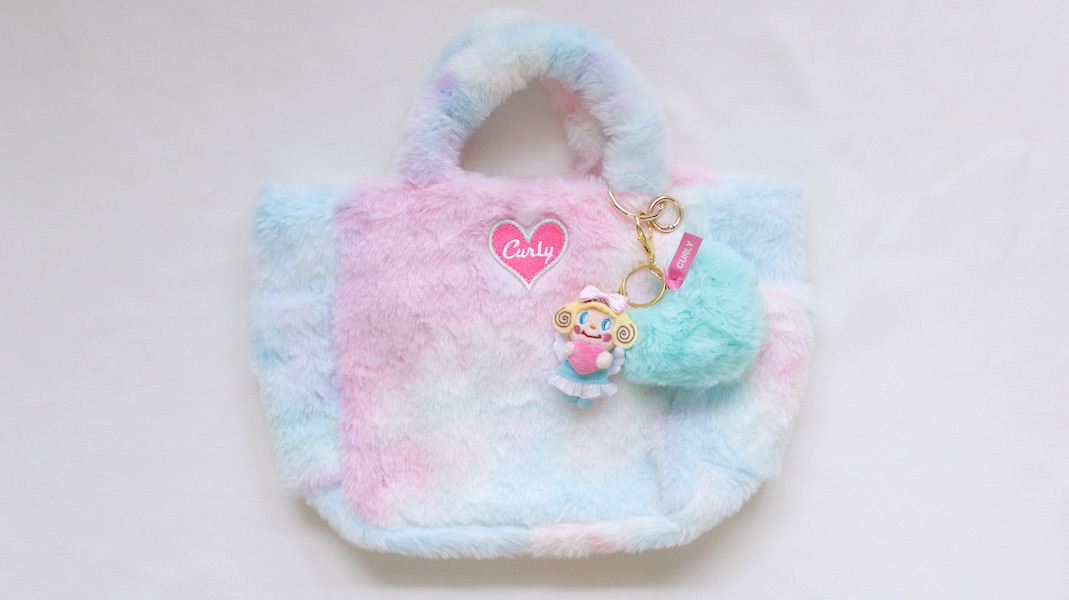 チャーム付きもこもこパステルボアバッグ☆エンジェルいちごちゃん(ブルー)