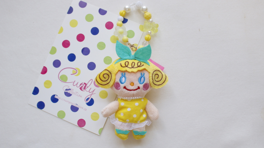 Lemon Cake☆マスコット付きビーズストラップ☆レモンいちごちゃん