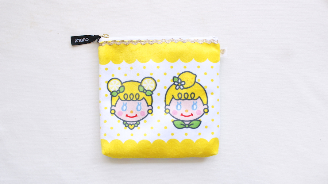Lemon Cake☆スクエアプリントポーチ☆レモンケーキ＆レモンクッキー