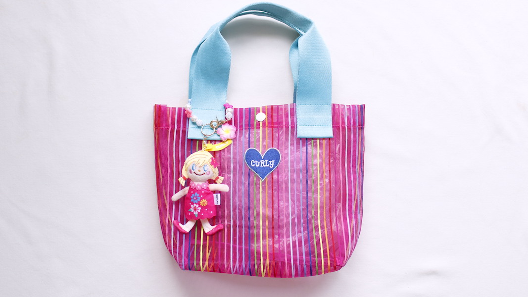 マスコット付きメッシュバッグ☆ピンク x ピピちゃん