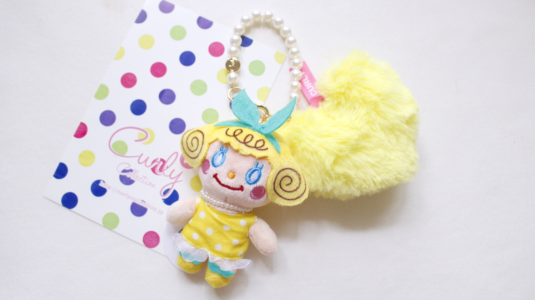 Lemon Cake☆マスコット付きパールストラップ☆レモンいちごちゃん＆イエローハート