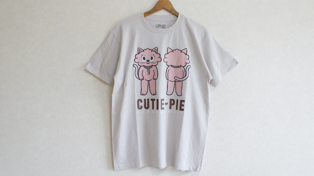 CUTIE PIE☆オリジナルTシャツ☆PINKY(ピンキー) xセメントグレー