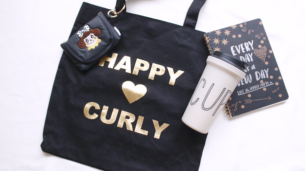 ポーチ付きプリントバッグ☆HAPPY CURLY