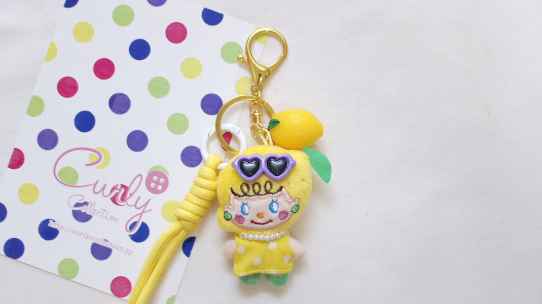 Lemon Cake☆ミニマスコットチャーム☆レモンいちごちゃん(サングラス:パープル)/イエローロープ