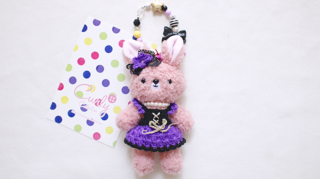nounours et lapins☆ぬいぐるみチャーム☆rose x ハロウィン(パープル)