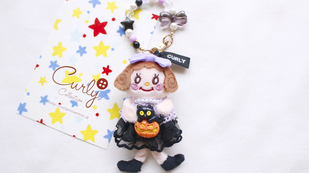 マスコットチャーム☆いちごちゃん x ハロウィン(ジャックオランタン＆黒猫)