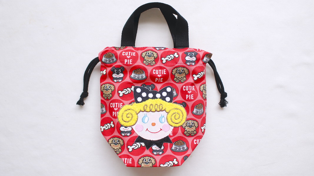 ハンドル付き巾着ポーチ☆いちごちゃん