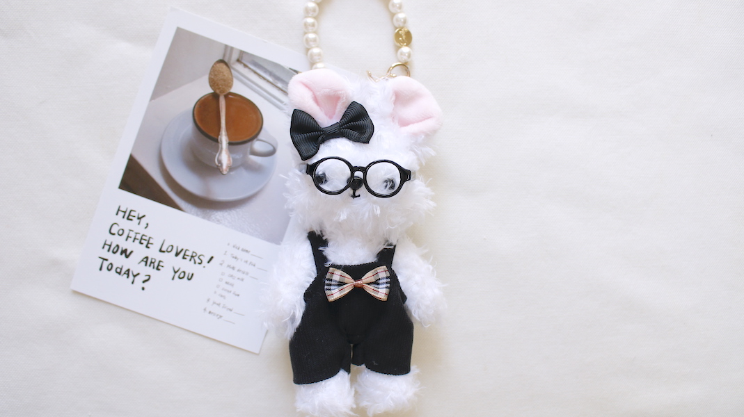 nounours et lapins☆ぬいぐるみチャーム☆blanche(ブランシュ) x オーバーオール(ブラック)