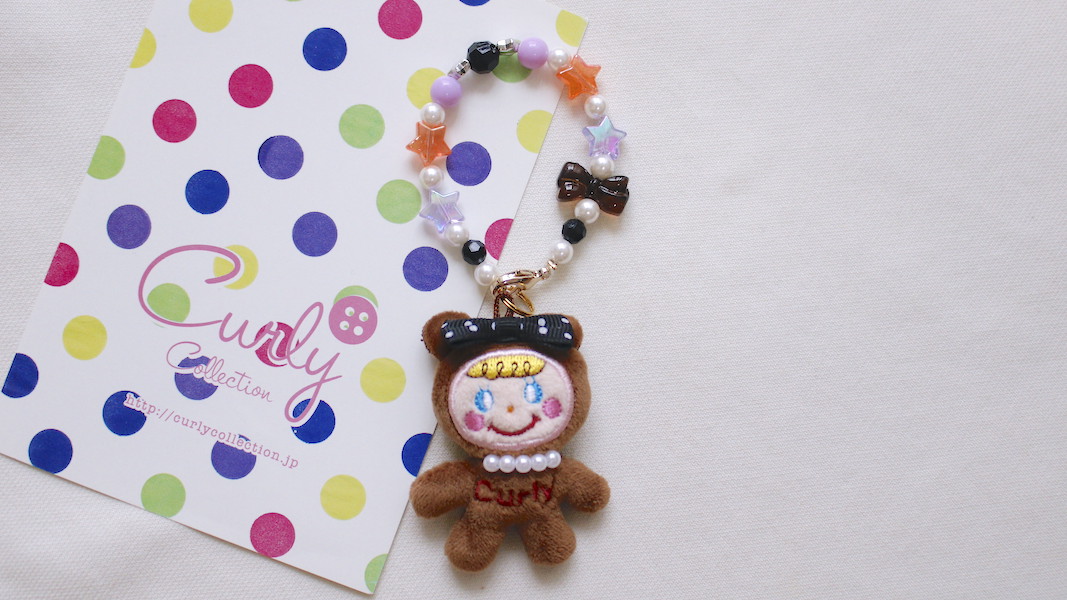 マスコット付きビーズストラップ☆ベアいちごちゃん x ハロウィン