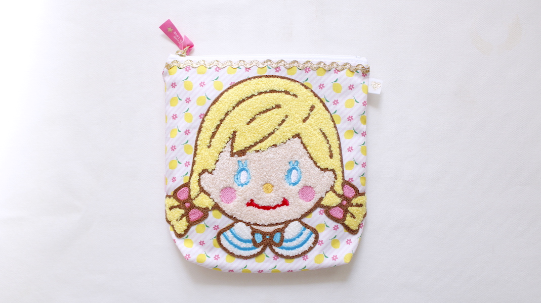さがらワッペン付きスクエアポーチ☆ピピ x パイナップル(ピンク)