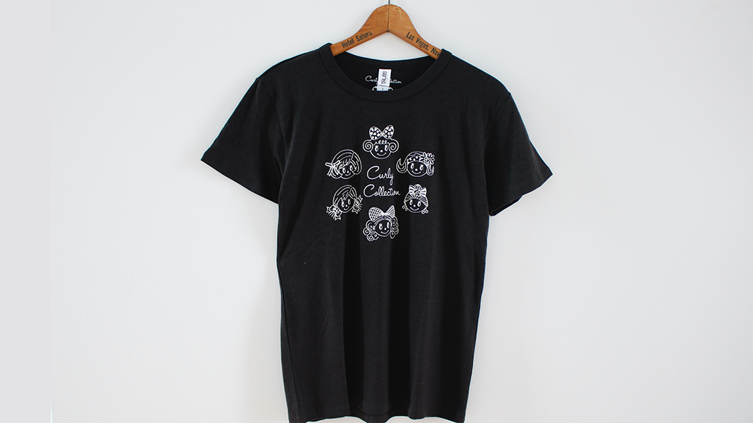 オリジナルTシャツ☆カーリーガールズ(ホワイトプリント) x ブラック