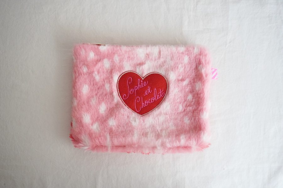 Sophie et Chocolat☆Fur POUCH-L/ハートx PINK