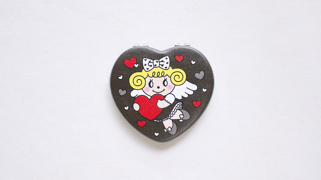 ハート型コンパクトミラー☆エンジェルいちごちゃん x ブラック
