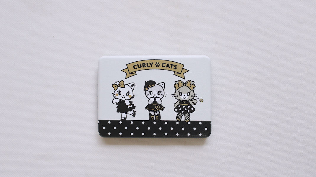 GT☆コンパクトミラー(長方形)☆CURLY CATS(裏:ブラック)