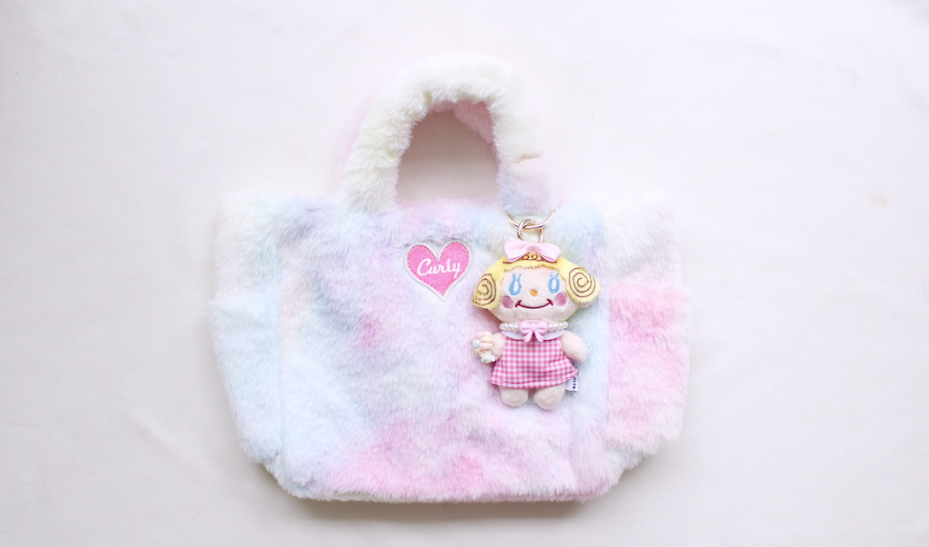 マスコット付きもこもこパステルボアバッグ☆いちごちゃん(ハートのバルーン)