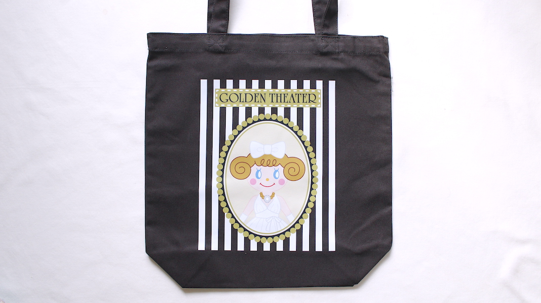 GT☆プリントバッグ(M)☆いちごちゃん x ブラック