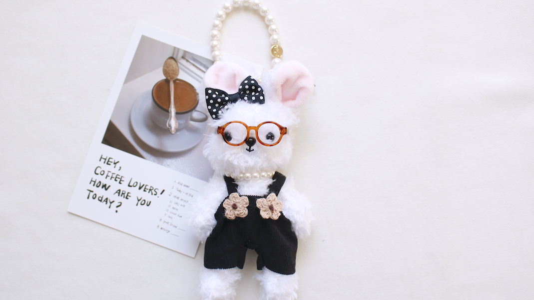 nounours et lapins☆ぬいぐるみチャーム☆blanche(ブランシュ) x オーバーオール(ブラック)