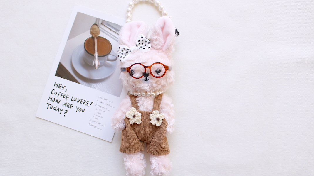 nounours et lapins☆ぬいぐるみチャーム☆rose(ローズ) x オーバーオール(ブラウン)