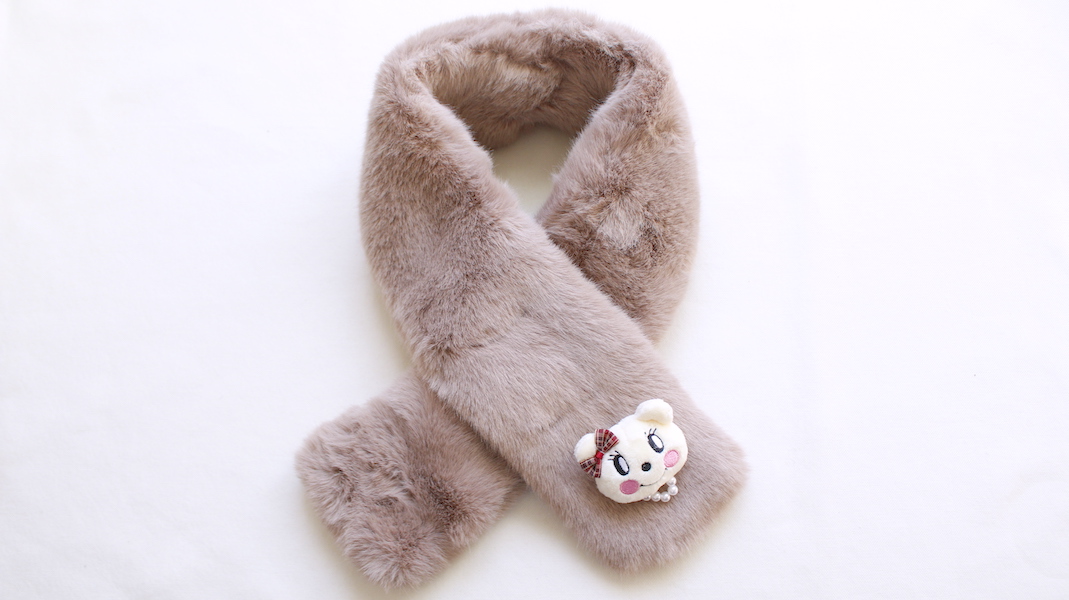 フェイクファークロスティペット☆モカ(ブローチ:マフィン)