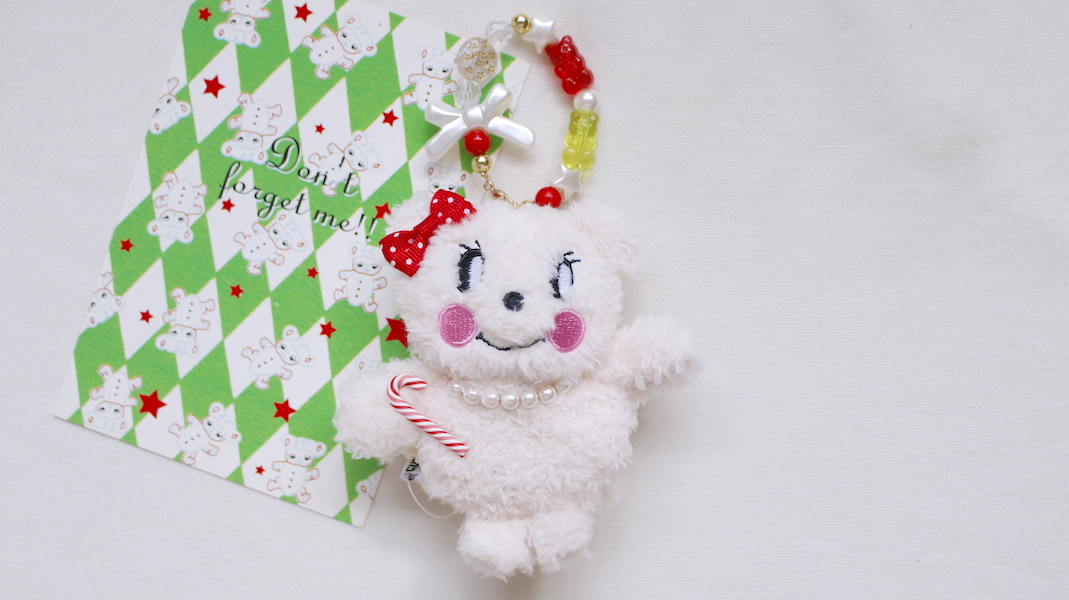 ビーズストラップ付きマスコットポーチ☆マフィン x クリスマス