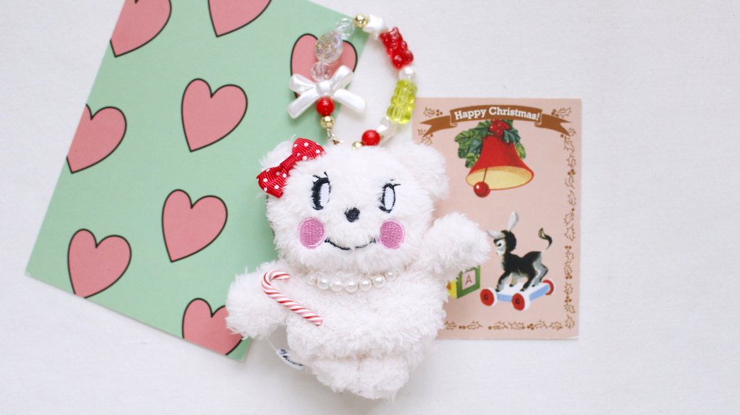 ビーズストラップ付きマスコットポーチ☆マフィン x クリスマス