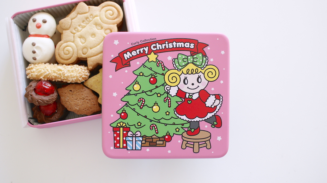 【受注生産商品】Curlyのクリスマスクッキー缶☆いちごちゃん x ツリー／ピンク