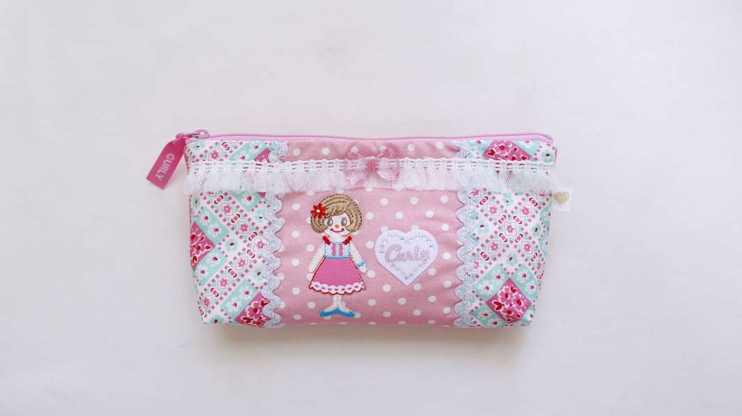 ワッペンコスメポーチ☆ジュジュ ＆ カーリーハート