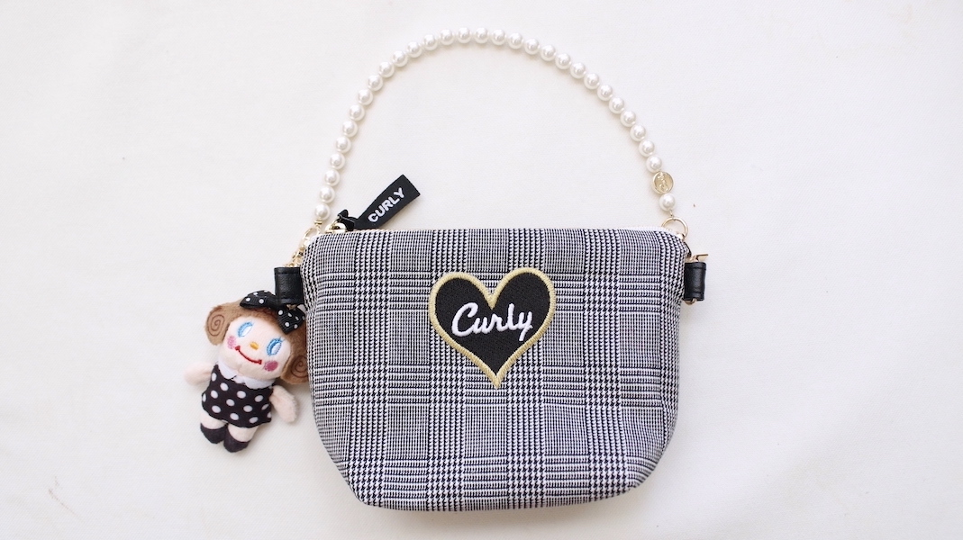 マスコット付きハンドルポーチ☆miniいちごちゃん x グレンチェック