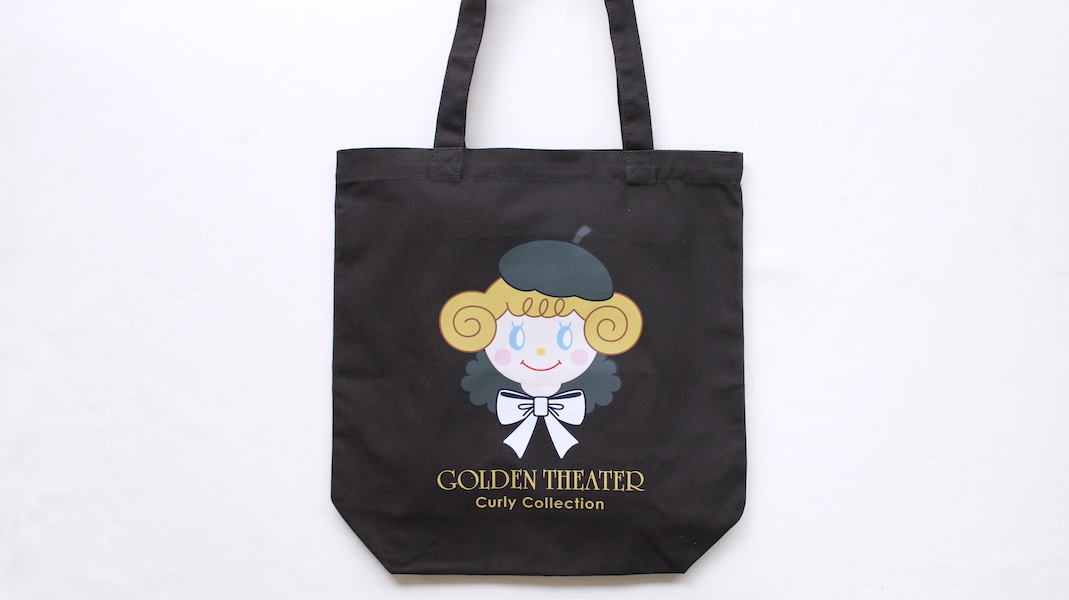 GT☆プリントバッグ(M)☆いちごちゃん(ベレー帽) x ブラック