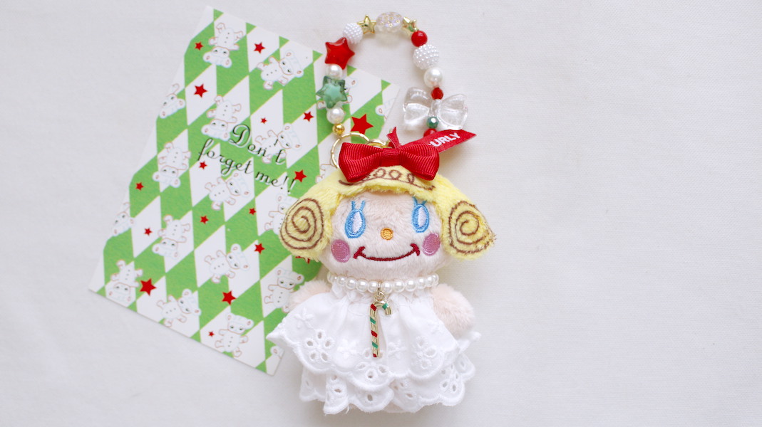 いちごちゃんぬいぐるみチャーム☆クリスマス(ネックレス:ステッキ)