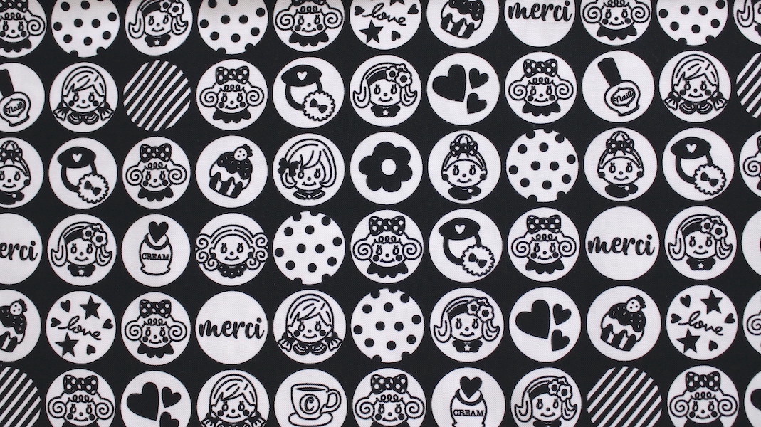 オリジナルファブリック☆カーリーガールズ x スポットライト(モノクロ)