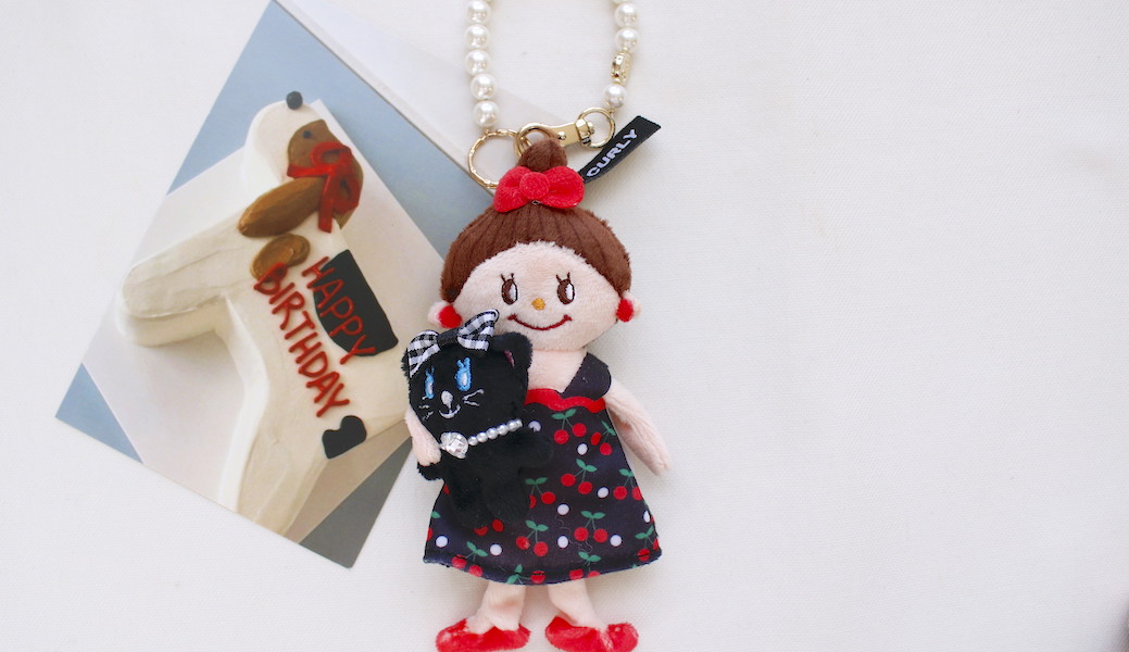 マスコットチャーム☆エヴィ&ロイ(リボン:チェック) / パール