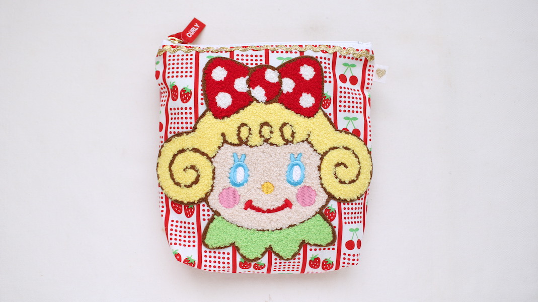 さがらワッペン付きスクエアポーチ☆いちごちゃん x いちご＆チェリー