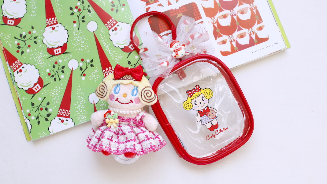 クリアポーチ＆マスコットセット☆お座りいちごちゃん(ステッキ)