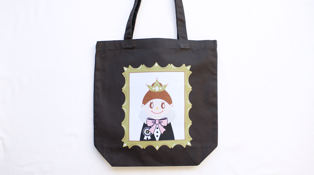 GT☆プリントバッグ(M)☆エヴィ(王冠) x ブラック